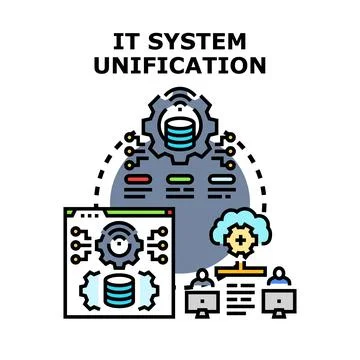 It system unification concept integrating data and software 스톡 일러스트