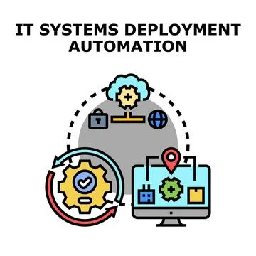 It systems deployment automation process concept 库存插图