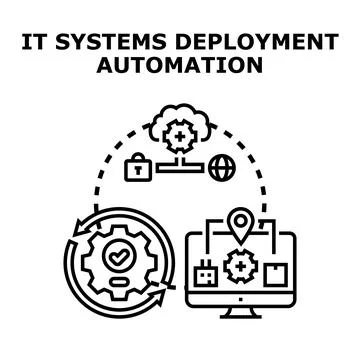 It systems deployment automation process concept Stock Illustration