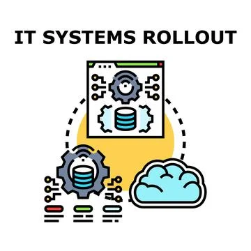 It systems rollout process implementing cloud technology data 库存插图