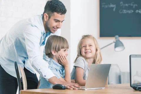 IT teacher learning kids 스톡 사진