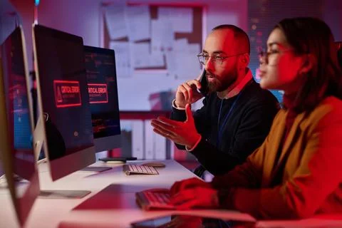 IT Team in Emergency Mode 스톡 사진
