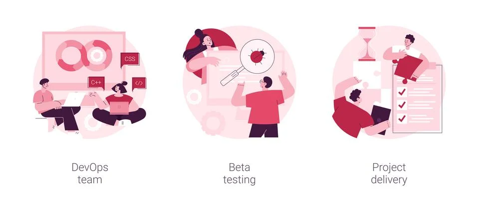 IT teamwork abstract concept vector illustrations. Stock Illustration