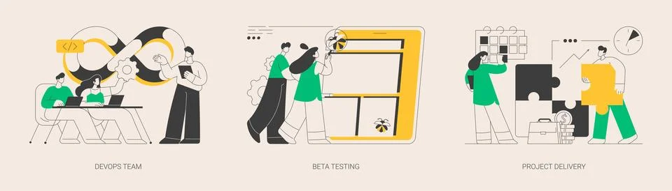 IT teamwork abstract concept vector illustrations. 스톡 일러스트