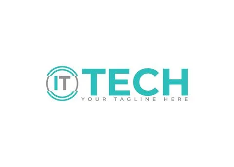 It tech iconic vector logo design, modern trendy icon symbol Stock Illustration