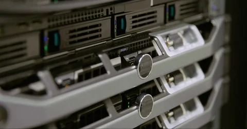 IT technician install harddrive in blade server in datacenter Stock Footage 71437004
