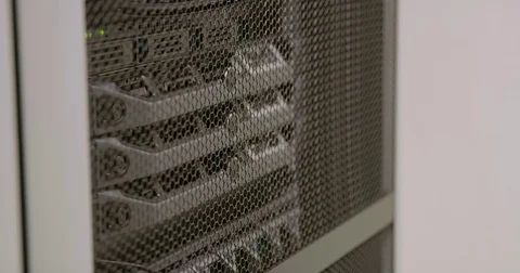 IT technician replace harddrive in blade server in datacenter Stock Footage 71436715