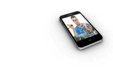 It technician on smartphone screen Stock Illustration