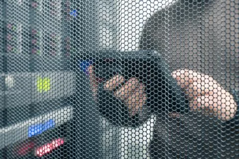 IT technology unfocused background. External audit service Fotos Stock