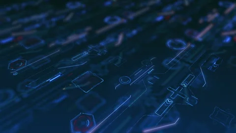 IT Technology on Virtual Screen. Computer Readings, Data Flow Calculating. Stock Footage 306952260