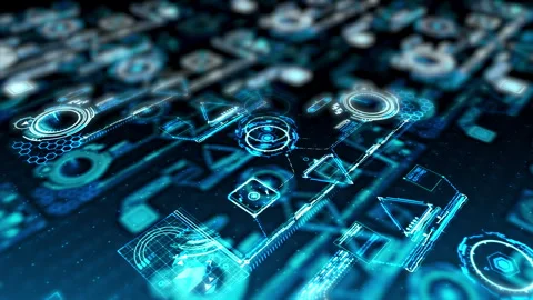 IT Technology on Virtual Screen. Control Panel Technological Infographic. Stock Footage 302461189