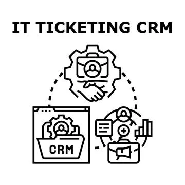 It ticketing system managing customer relationship process Stock Illustration