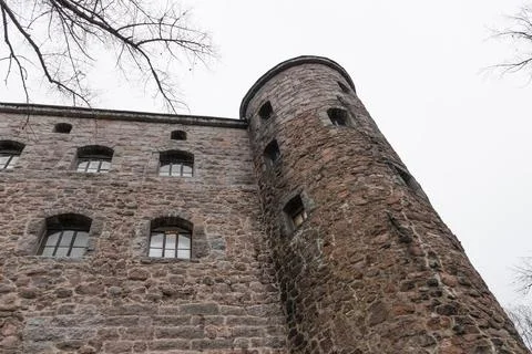 It was the first round tower of a defensive wall built in the 1450s. Stock Photos