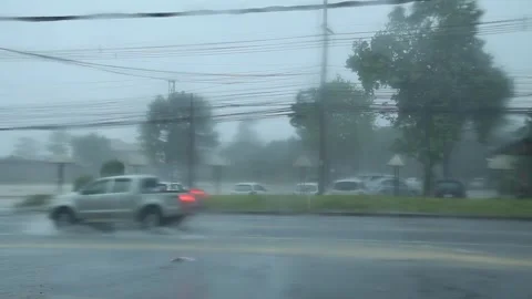 It was raining heavily and the wind was very strong. Stock Footage 250075222
