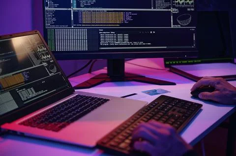 IT Worker Writing Security Codes Stock Photos