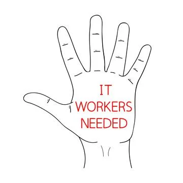 IT Workers or Support Needed. Message of Hiring Computer Scientists on paper Stock Illustration