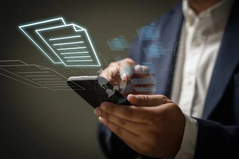 IT working on computer Business processes Document Management System (DMS) .. Foto stock