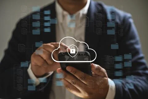 IT working on computer Business processes Document Management System (DMS) .. Stock Photos