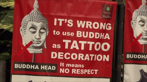 It is wrong to use Buddha as tattoo decoration Stock Footage 263653616