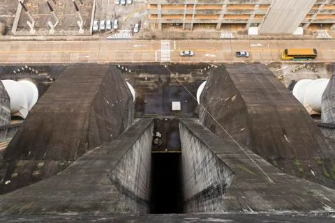 Itaipu dam top view Stock Photos