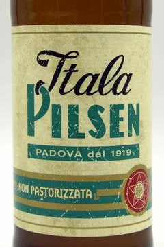 Itala Pilsen label Stock Photos