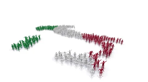 Italia map and flag made out of people 스톡 동영상 48295806
