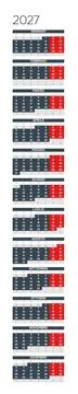 Italian 2027 Vertical Linear Grid Architectural Grid Studio Wall Calendar Minima Stock-Illustration