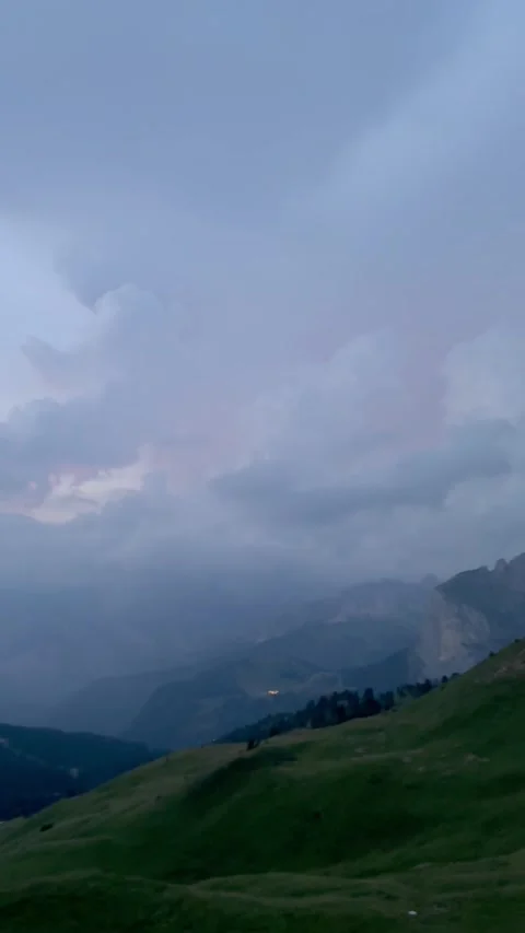Italian Alps Mountain Path at Sunset with Dramatic Clouds. Stock Footage 332941043