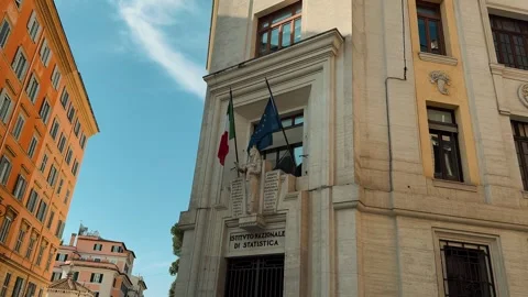 Italian and EU flags on the building 2 Video stock 336009905