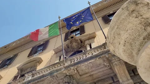 Italian and EU Flags in the wind2 Stock Footage 159023781