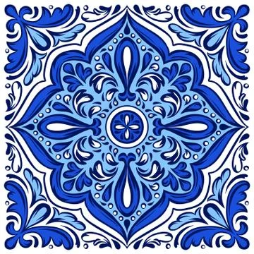Italian ceramic tile pattern. Ethnic folk ornament. イラスト素材