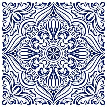 Italian ceramic tile pattern. Ethnic folk ornament. イラスト素材