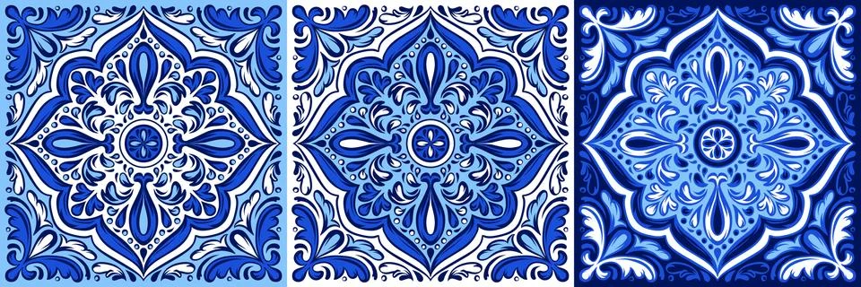 Italian ceramic tile pattern. Ethnic folk ornament. Illustrazione stock