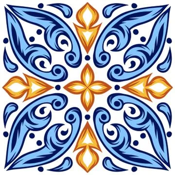 Italian ceramic tile pattern. Ethnic folk ornament. Stock Illustration