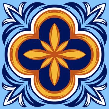 Italian ceramic tile pattern. Ethnic folk ornament. Stock Illustration