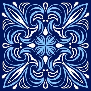 Italian ceramic tile pattern. Ethnic folk ornament. 스톡 일러스트
