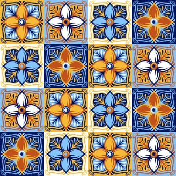 Italian ceramic tile pattern. Ethnic folk ornament. イラスト素材