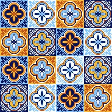 Italian ceramic tile pattern. Ethnic folk ornament. イラスト素材
