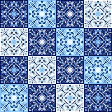 Italian ceramic tile pattern. Ethnic folk ornament. イラスト素材
