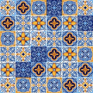 Italian ceramic tile pattern. Ethnic folk ornament. イラスト素材