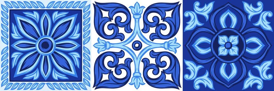 Italian ceramic tile pattern. Ethnic folk ornament. 스톡 일러스트