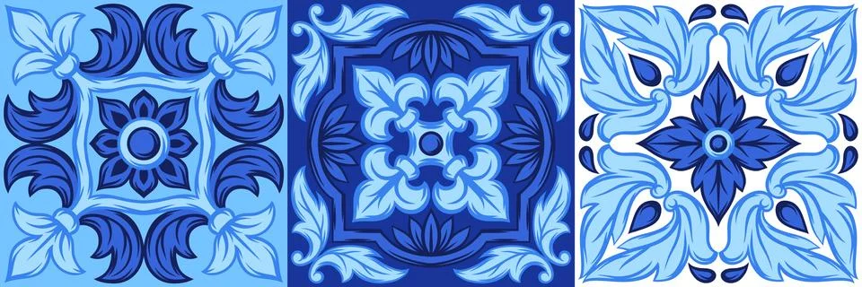 Italian ceramic tile pattern. Ethnic folk ornament. 스톡 일러스트