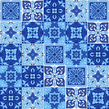 Italian ceramic tile pattern. Ethnic folk ornament. 스톡 일러스트