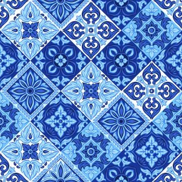 Italian ceramic tile pattern. Ethnic folk ornament. 스톡 일러스트