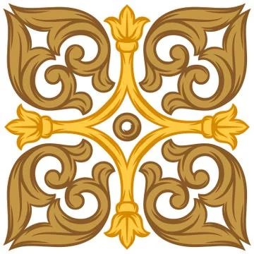 Italian ceramic tile pattern. Ethnic folk ornament. 스톡 일러스트