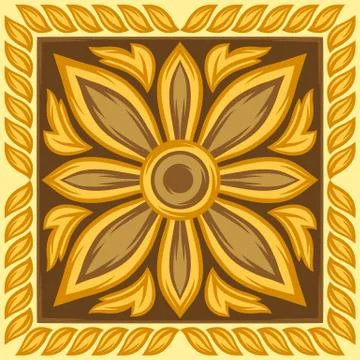 Italian ceramic tile pattern. Ethnic folk ornament. 스톡 일러스트