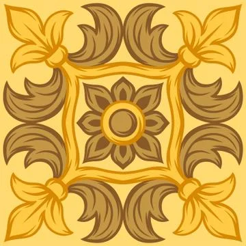 Italian ceramic tile pattern. Ethnic folk ornament. 스톡 일러스트