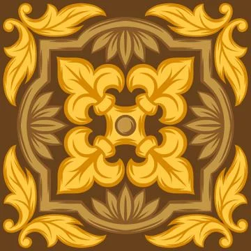 Italian ceramic tile pattern. Ethnic folk ornament. 스톡 일러스트