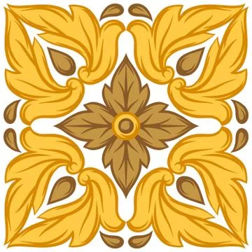 Italian ceramic tile pattern. Ethnic folk ornament. 스톡 일러스트