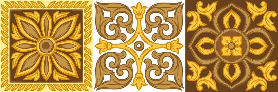 Italian ceramic tile pattern. Ethnic folk ornament. 스톡 일러스트